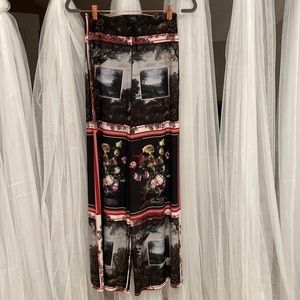 Zara Wide Leg Palazzo Pant Floral Landscape Print Small